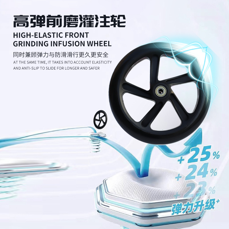 5 6 7 8 inch PU mute beef tendon wear-resistant polyurethane scooter roller skating shopping cart wheel wheel wheel