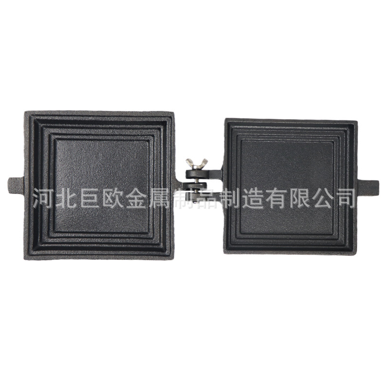 Sandwich baking tray outdoor baking clip cast iron square bread clip wooden handle baking clip camping toast clip camp