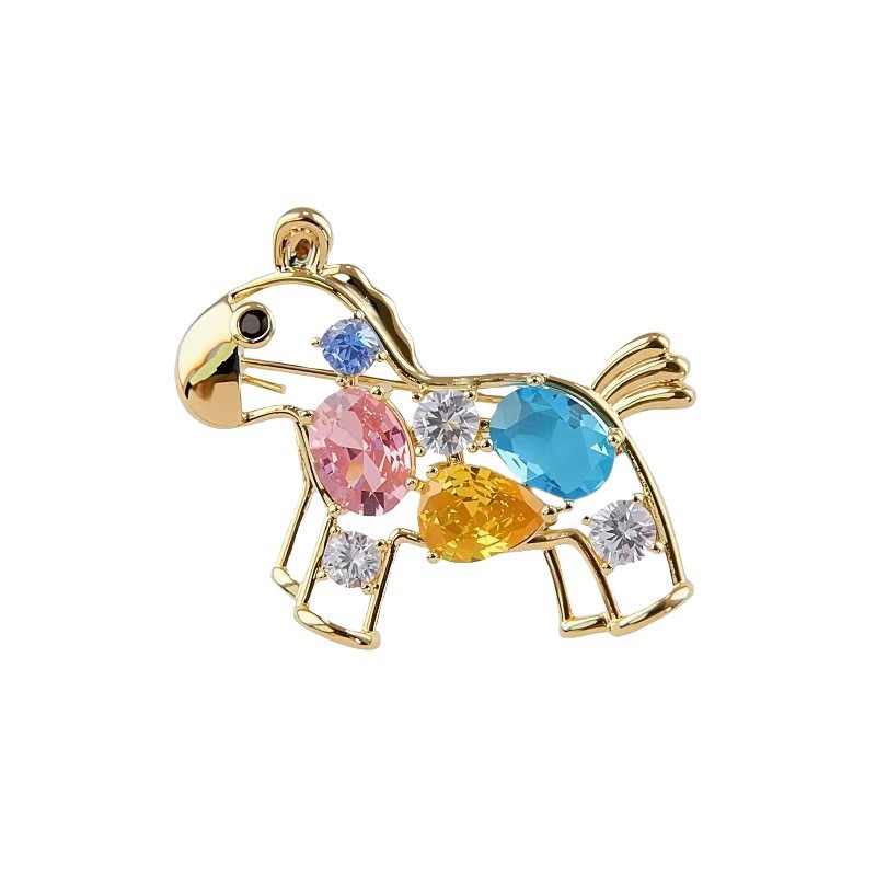 2026 New Model Good Luck Brooch for the Year of the Horse, High-End Luxury Niche Design, Small Horse Fortune Brooch