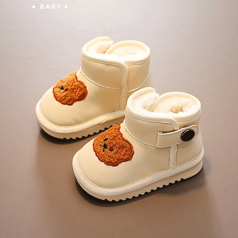 Baby Snow Boots Fleece-Lined to Heattech Bear Soft Sole Winter 1 to 3 Years Old Toddler Shoes Female Baby Boy Big Cotton Shoes