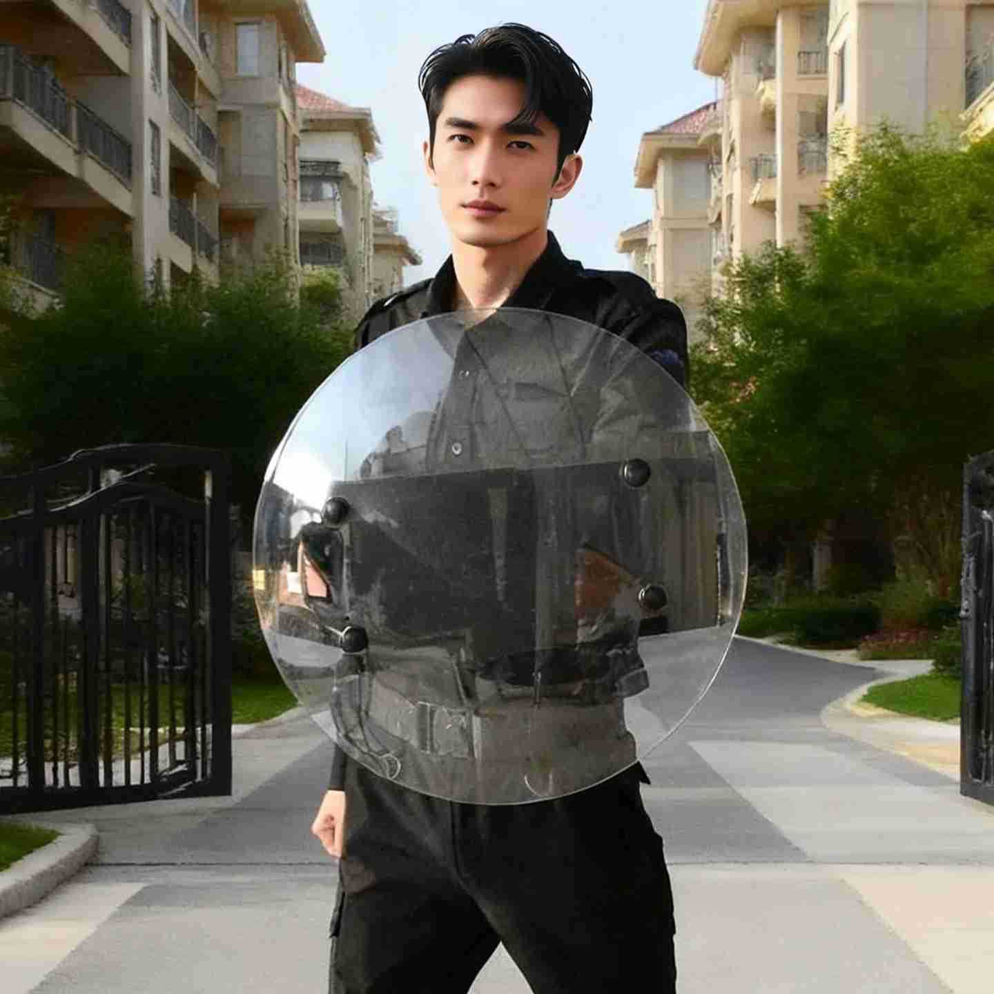 Anti-Riot Shield, Handheld Square Shield, Round Shield, Pc Transparent Security Anti-Riot Kindergarten Protection Security Anti-Explosion Equipment