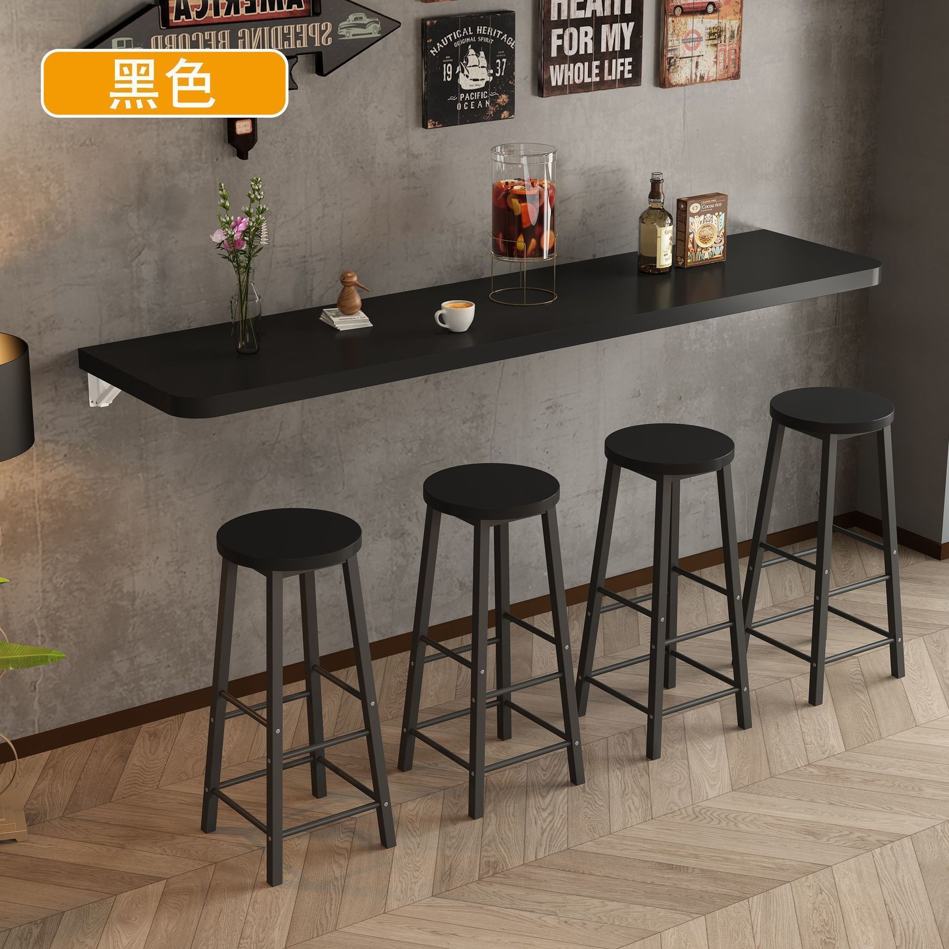 Wall-Mounted Folding Table Dining Table Commercial Restaurant Milk Tea Shop Small Apartment Wall Bar Home Wall-Mounted Table