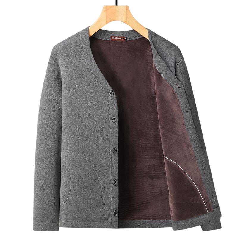 Dad's Cotton-Padded Jacket for Men in Winter, Middle-Aged and Elderly, Fleece-Lined, Thickened, Warm, Small Cotton-Padded Jacket for Inner Wear, Elderly Coat, Grandpa's Winter Outfit