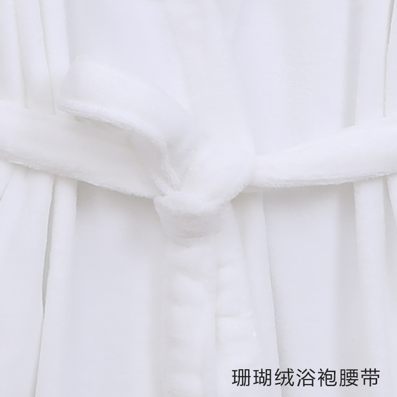 Hotel Bathrobe Belt Accessories Pure Cotton Nightgown Straps Coral Velvet Lace Waffle Lace Bathrobe White