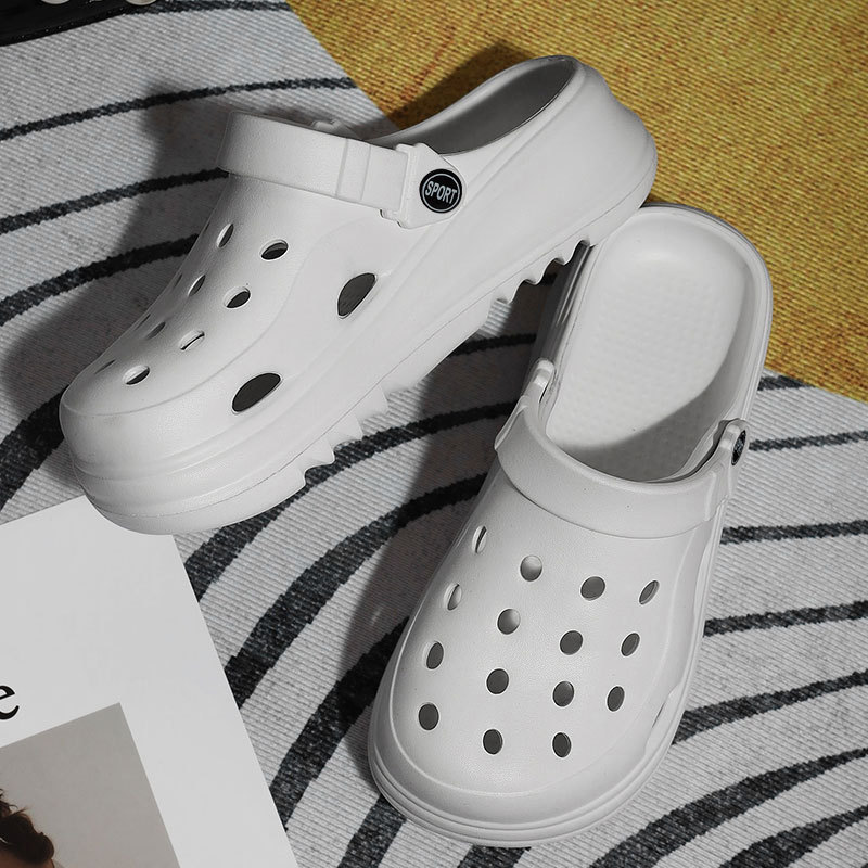 2024EVA new bow beach home shoes summer outer wear closed toe slippers women's high heel platform hole shoes women