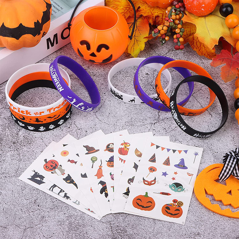 Holy Day Silicone Wristband Trick or Treat Silicone Bracelet Pumpkin Wristband Waterproof Halloween Party Gift