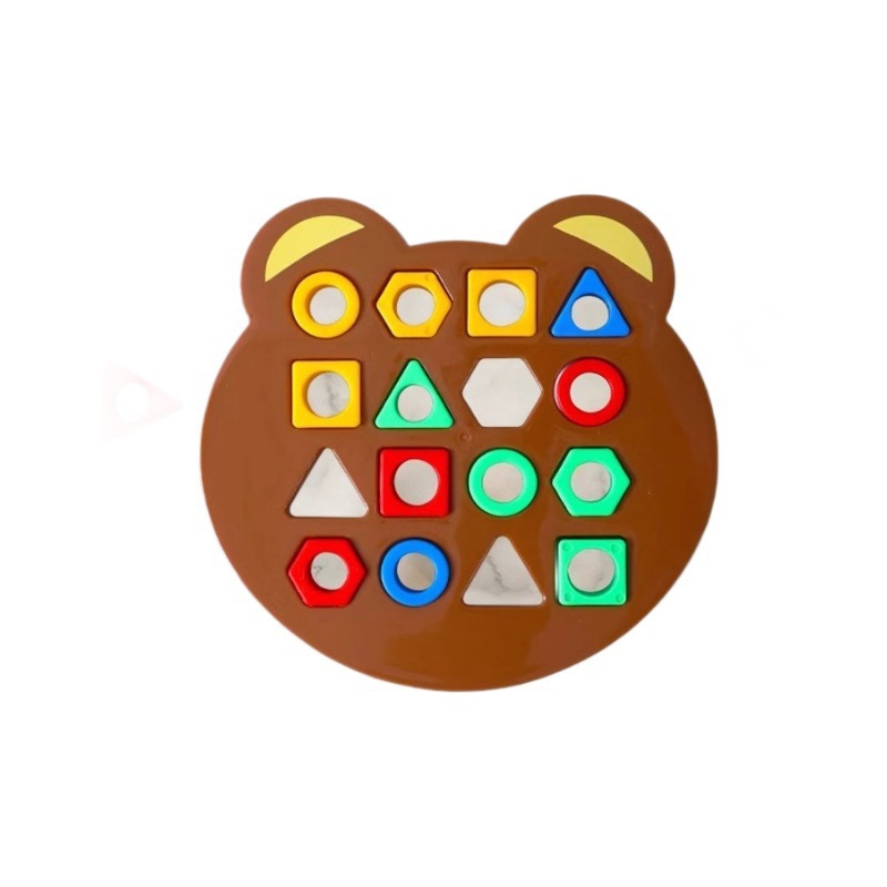 Children's Early Education Educational Bear Geometric Shape Matching Montessori Educational Building Blocks Family Interactive Battle Sensory Board Game