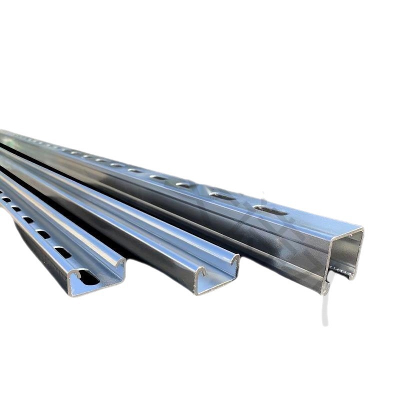 Galvanized C- shaped steel anti-seismic bracket photovoltaic bracket hot-dip U-shaped groove 41 21 41 stainless steel spray sandalwood strip with holes