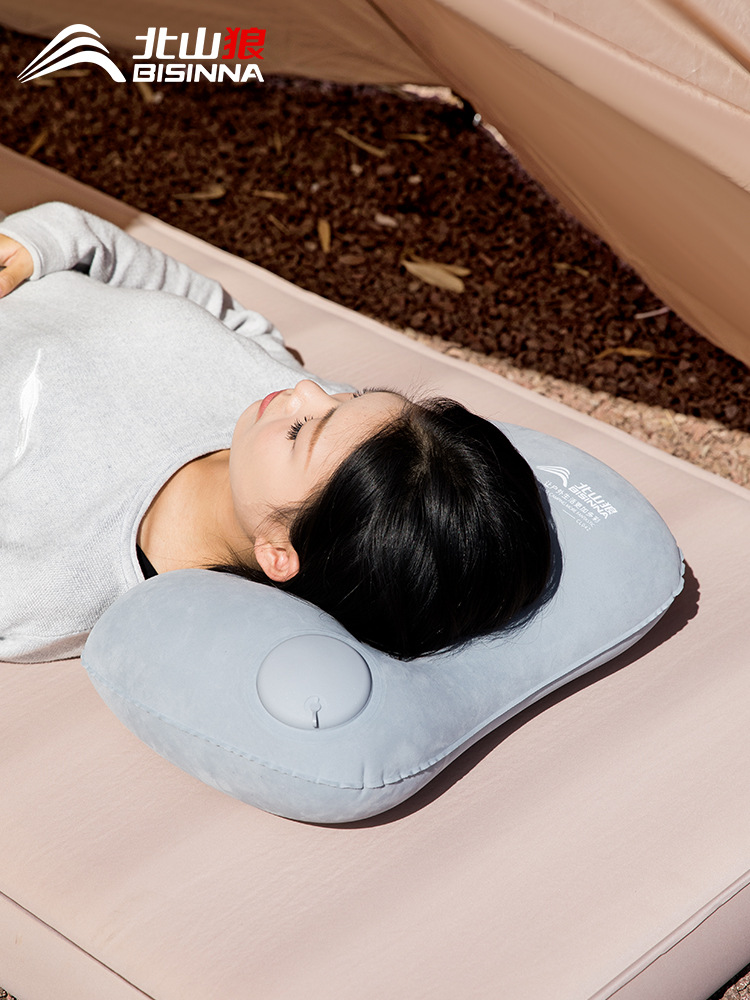 Beishan Wolf Inflatable Pillow Outdoor Camping Travel Artifact Car Portable Folding Pillow Nap Waist Pillow Cushion