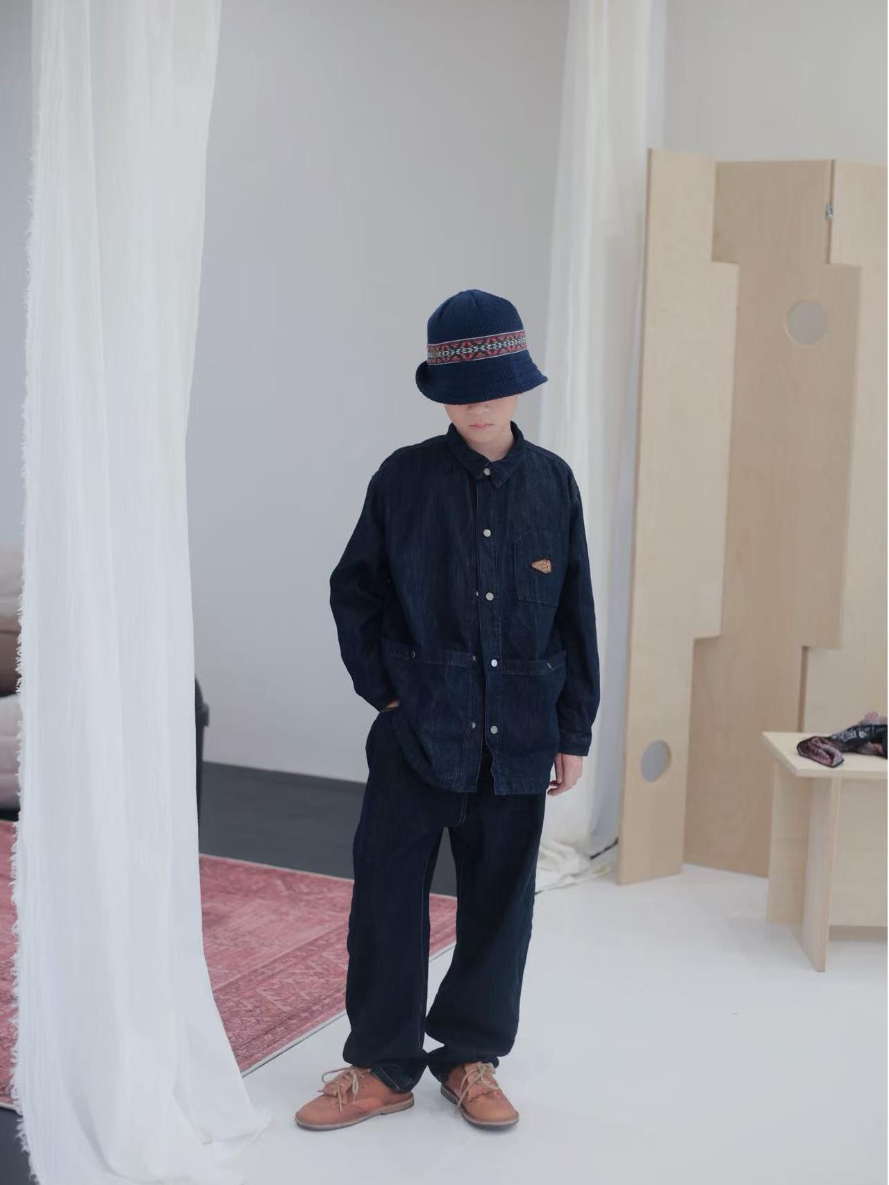 In-Stock 2025 Autumn and Winter Original Men's and Women's Children's Retro Dark Blue Non-Fading Multi-Pocket Soft Denim Shirt Jacket