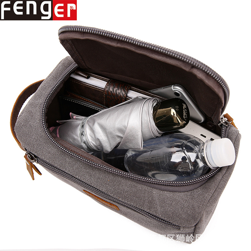 Source Factory Large Capacity Multifunctional Cosmetic Bag Polyester Cosmetic Bag Men's and Women's Toiletry Bag Leather Zipper Cosmetic Bag