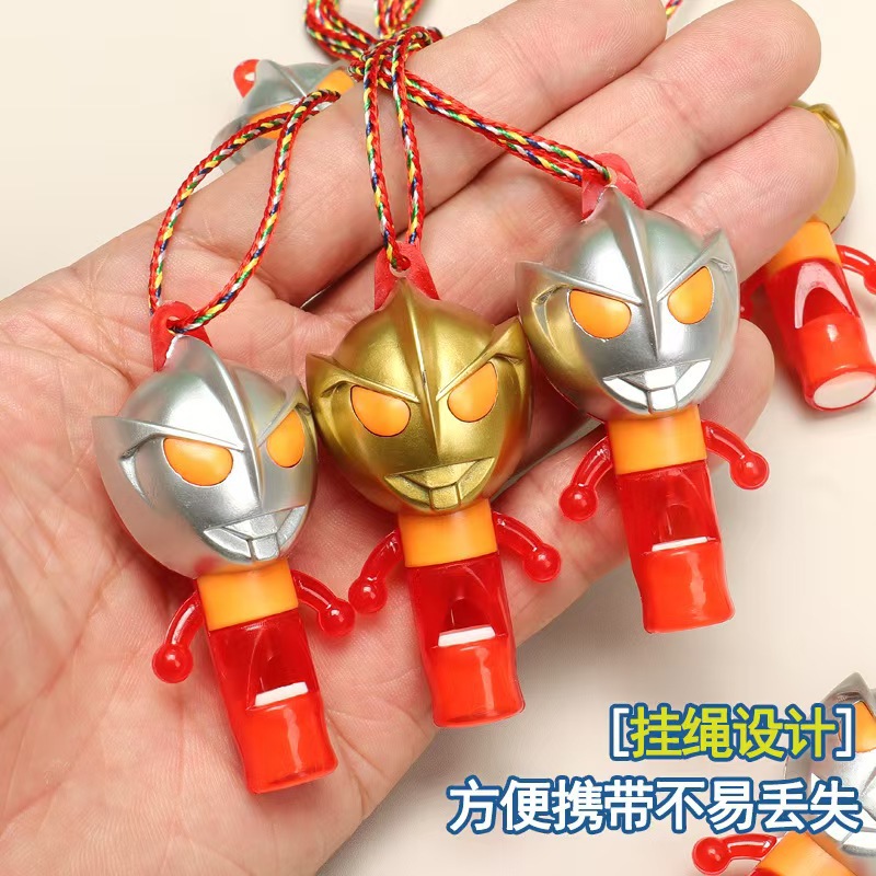 Ultra Warrior Luminous Whistle Children's Creative Flash Cartoon Cool Electronic Whistle Toy Necklace Pendant Wholesale