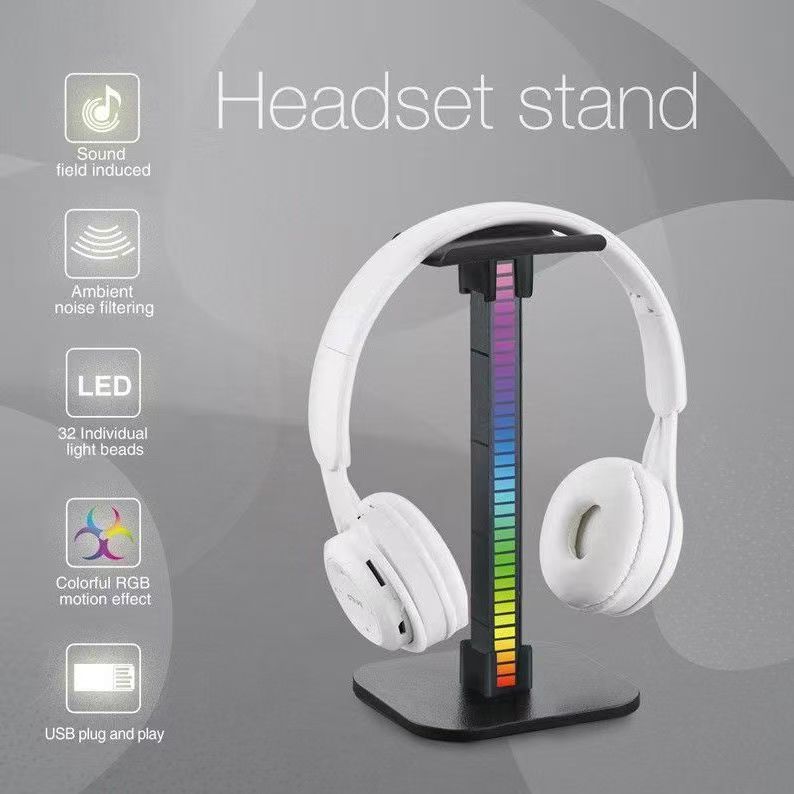Factory Direct Sales Detachable Rgb Luminous Head-Mounted Gaming Headset Stand Headphone Display Stand USB Pickup Light