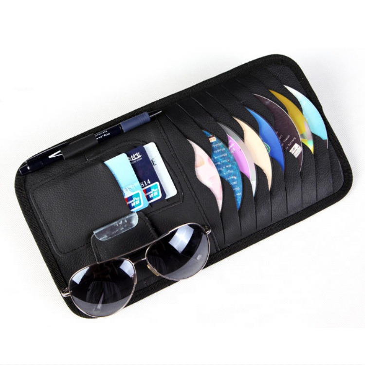 Многофункциональная сумка для CD в автомобиле, популярная сумка из натуральной кожи, сумка для CD с солнцезащитным козырьком, оптовая модель