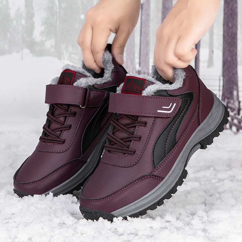 Winter Genuine Shoes for the Elderly, Flagship Store Genuine Men's Dad's Shoes, Soft-Soled Fleece-Lined Cotton Shoes, Middle-Aged and Elderly Walking Shoes for Women