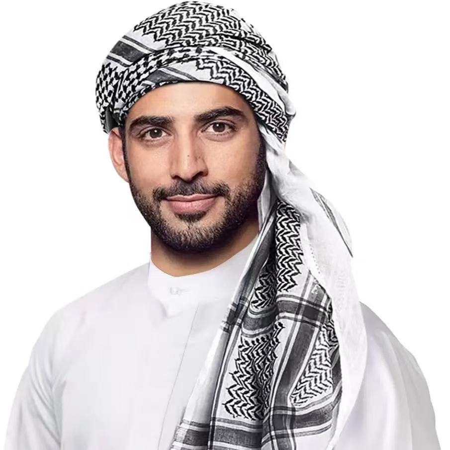 Cross-Border Jacquard Arabian Headscarf Manufacturer Direct Sales Middle Eastern Ethnic Clothing Headscarf Ready-Made Arabian Headscarf