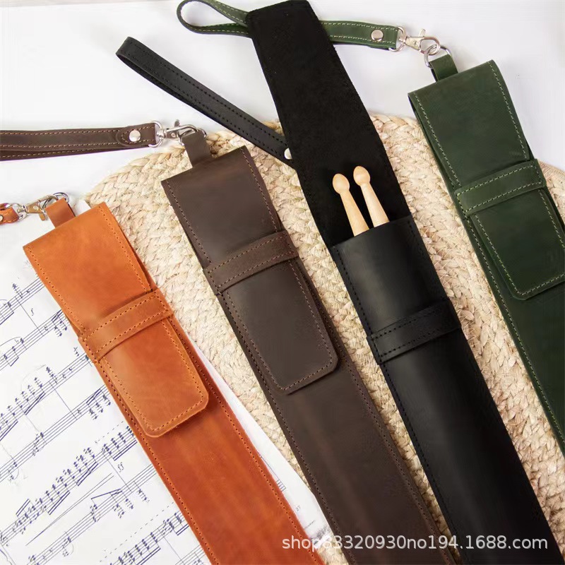 Cross-Border Amazon Etsy Retro Drum Stick Leather Cosmetics Bag Simple and Portable Percussion Instrument Drumstick Set