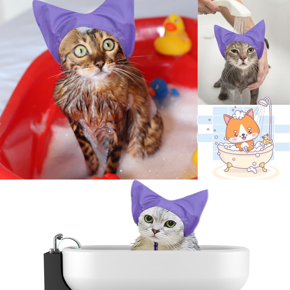 Cross-border Cat Dog Waterproof Shower Cap Cat Swimming Ear Protection Waterproof Headgear Bathing Water-resistant Hood