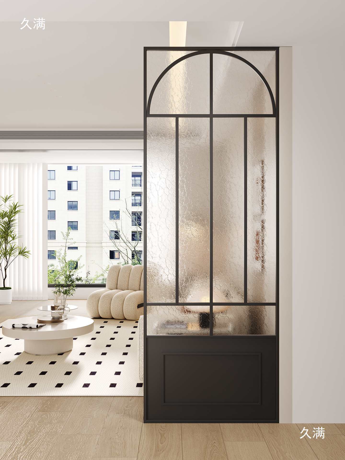 Living Room Glass Partition French Screen Sofa Water Ripple Begonia Flower Metal Iron Art Stainless Steel Entrance Door Cover