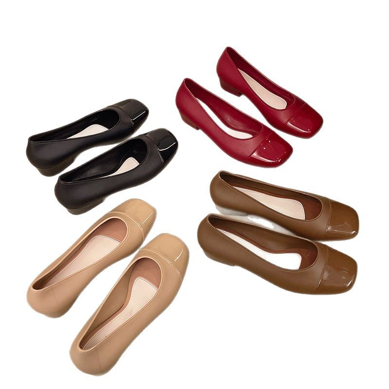 Korean Style New Versatile Women's Heels Fashion Internet Celebrity Shopping Mid-Heel Shoes Lady Closed-Toe Sandals Women's Outdoor Shoes