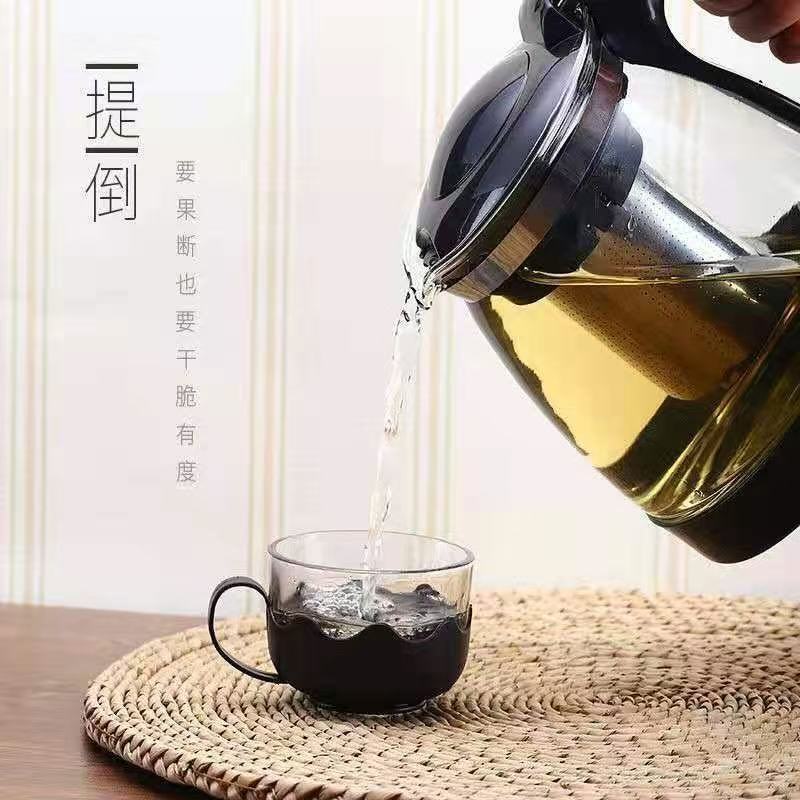 1000/2000ml Teapot Glass High Temperature Resistant Teapot Single Pot Large Capacity Tea Set Flower Teapot Water Kettle Set