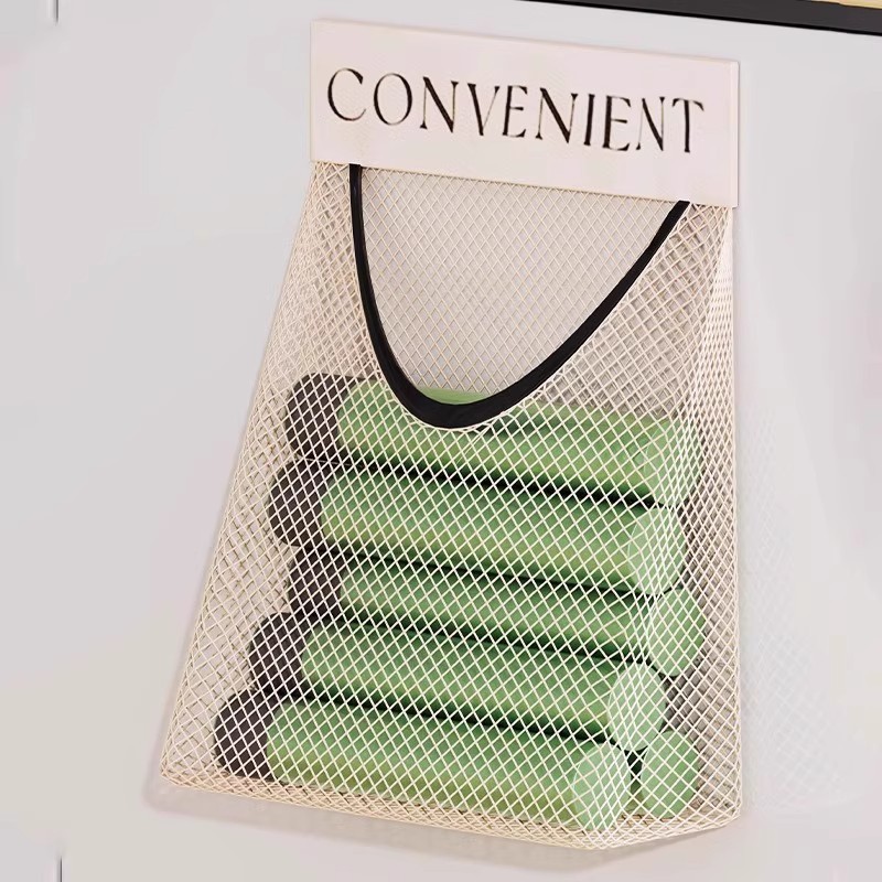 Kitchen Garbage Bag Storage Artifact Wall-Mounted Large-Capacity Storage Bag Plastic Bag Storage Velcro Mesh Bag
