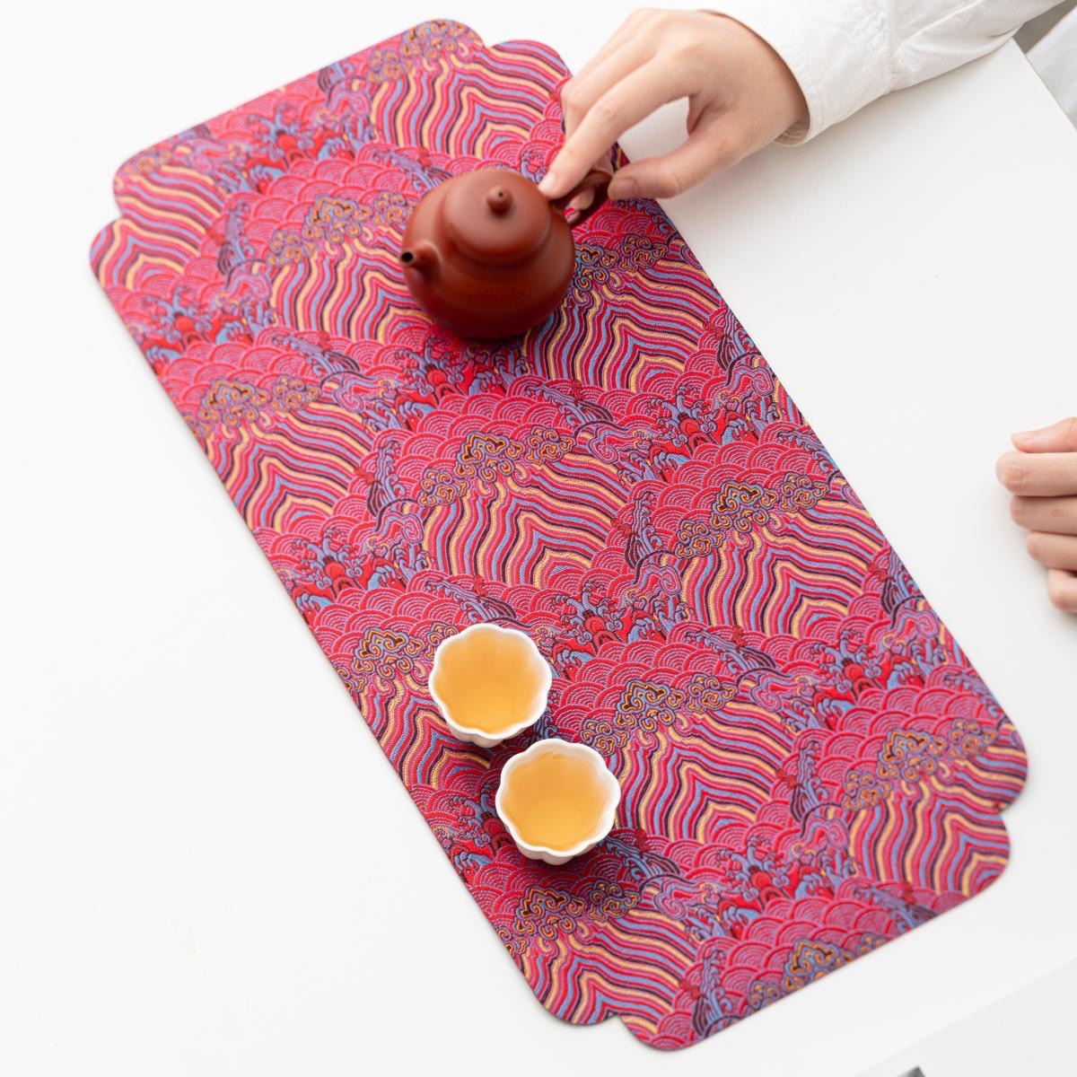 Cloud Brocade Double-Sided Brocade Cloth Mat Tea Ceremony Dry Bubble Mat Chinese Style Tea Mat Retro Zen Tea Mat