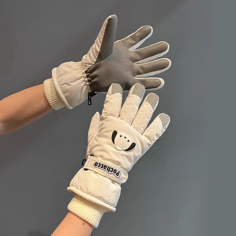 Women's Winter Ski Gloves with Touch Screen, Velvet, Thickeneding, Warmth, Cold Protection, Windproof and Water Repellent Motorcycle Cycling Gloves