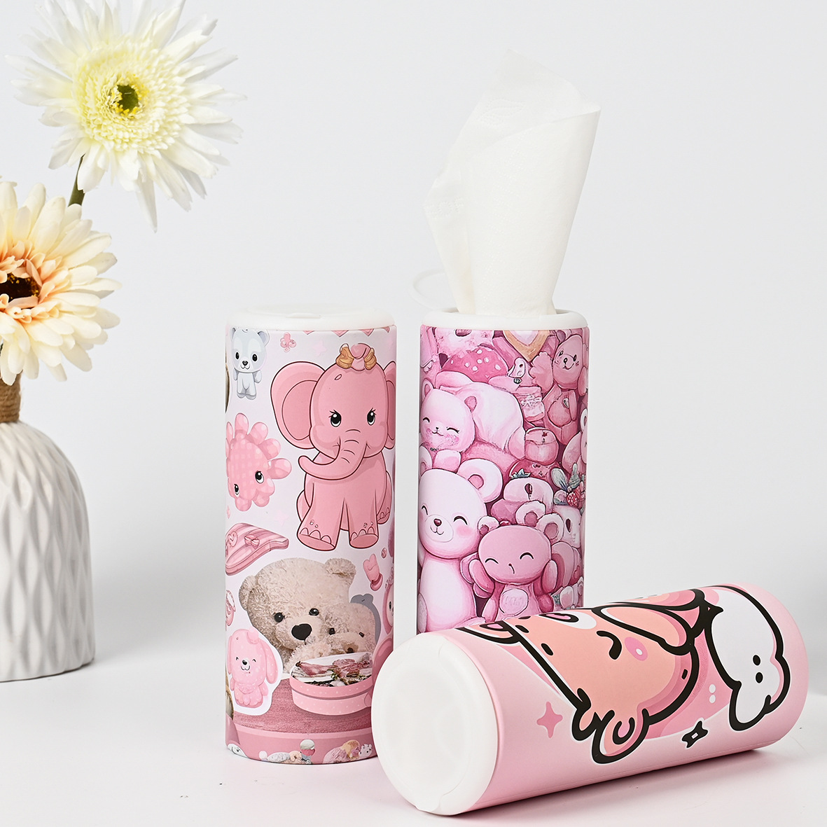 Cross-Border Cylindrical Car Tissue Box Customization with Printable Logo Car Tissue Wholesale Source Manufacturer