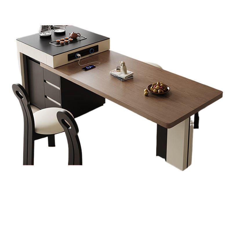 Simple Slate Retractable Island Dining Table for Home Small Apartment Modern Foldable Multifunctional Slate Dining Table