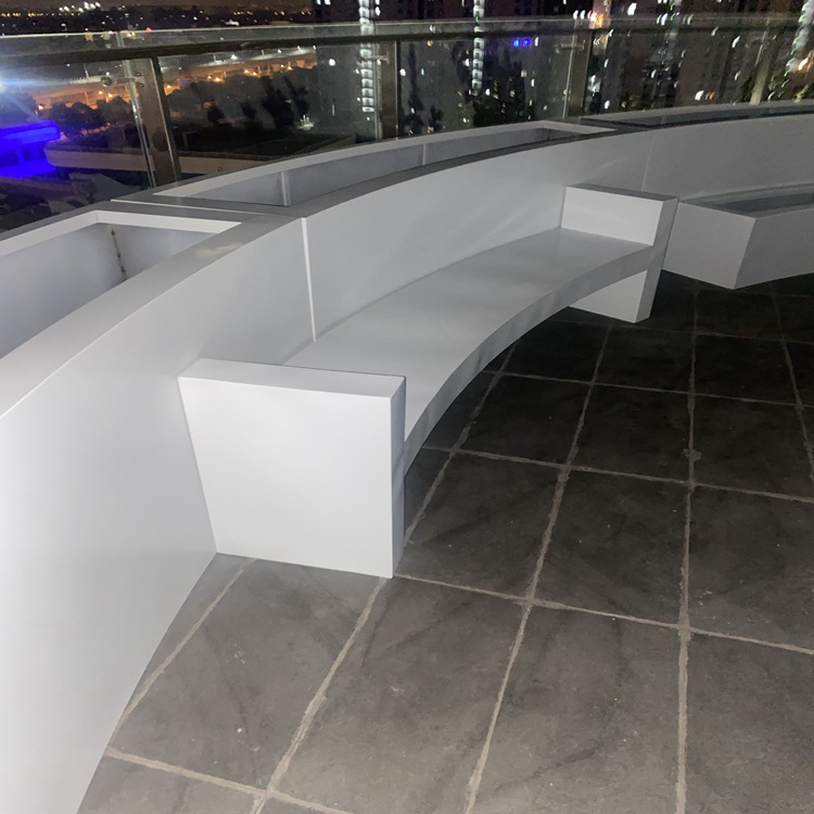 Patio Flower Box Seat Combination Customization Stainless Steel Balcony Curved Stool Planting Pool Shanghai Stainless Steel Flower Trough