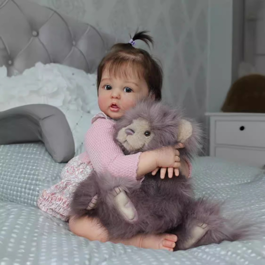 3D High-Color Realistic Baby Doll with Veins and Blue Veins, 60cm Cotton Body, Cute Reborn Baby Doll, Birthday Gift