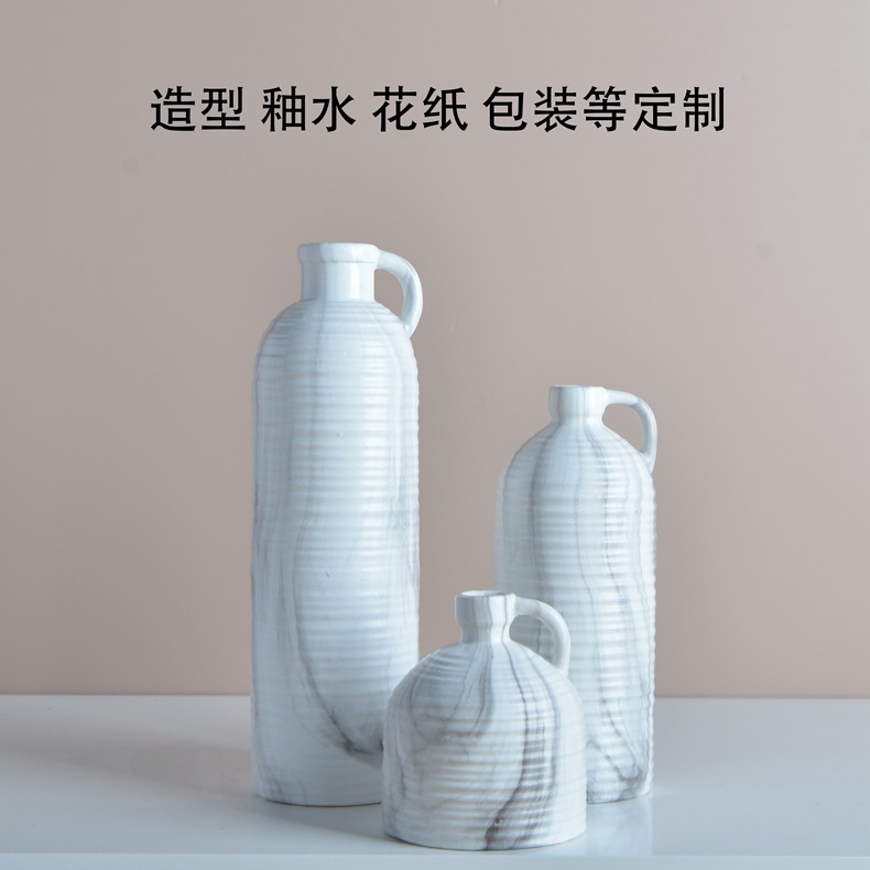 Cross-Border European and American Ceramic Flower Paper Logo Decoration Vase Clothing Bank Home Cosmetics Chain Shop Soft Furnishings