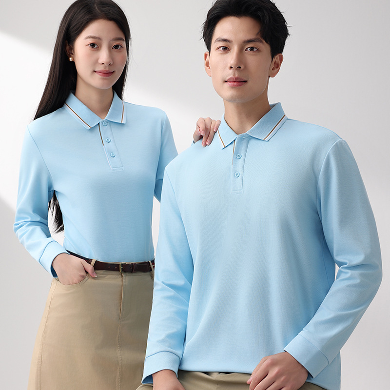 Long-Sleeved Polo Shirt Custom Thick 260g Lapel Work Clothes T-Shirt Group Activity Clothes Custom Logo Embroider