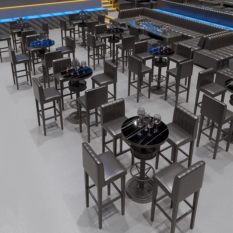 Retro Industrial Style Bar Table and Chair Combination, Clear Bar Loose Table, Iron High Stool, Music Nightclub High Table and Chair, Bar Table and Chair