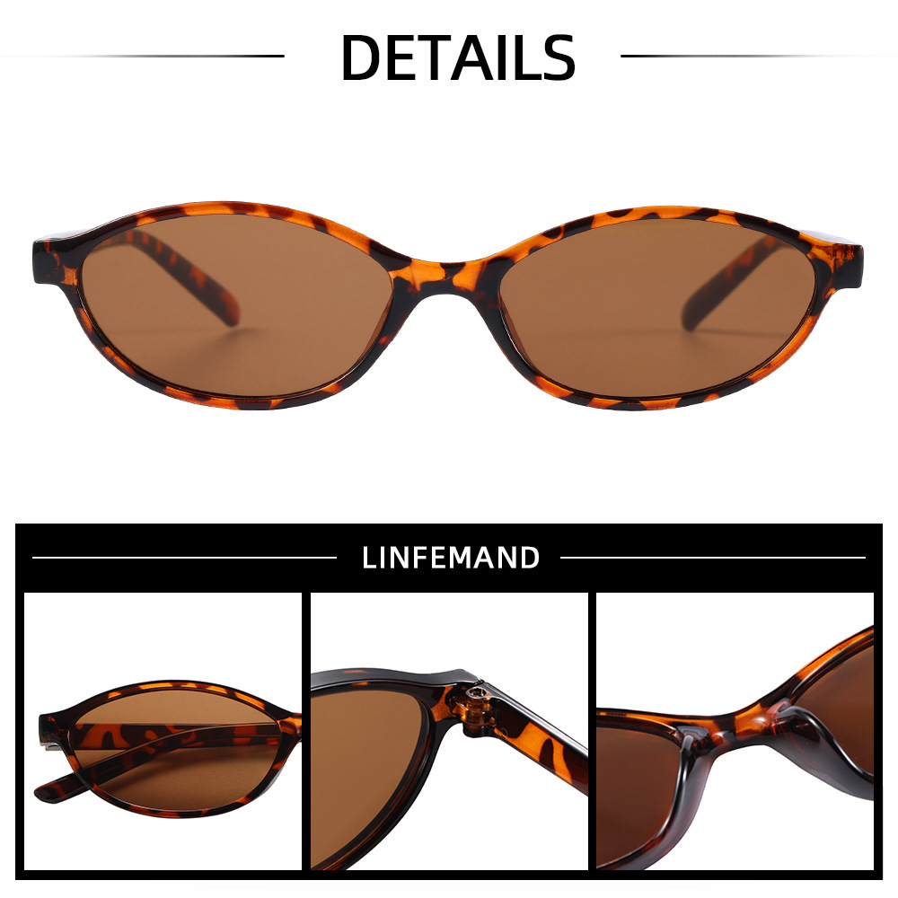 Small frame oval sunglasses women's high-end European and American personality wear sunglasses men's sunscreen retro cross-border sunglasses