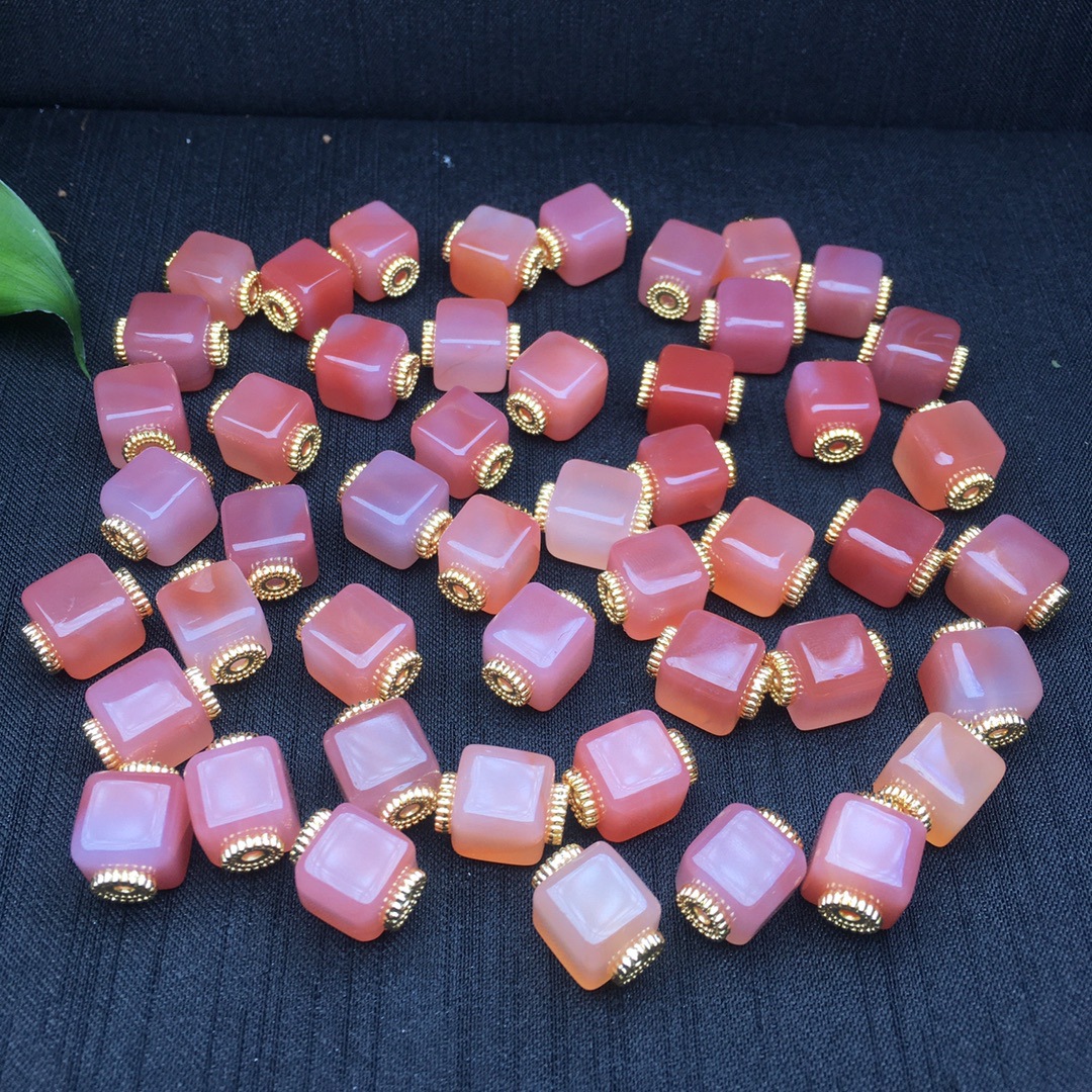 Natural Ice Chalcedony Powder Salt Source White Agate Sugar Cube Lychee Jelly Accessories DIY Bracelet String Loose Beads
