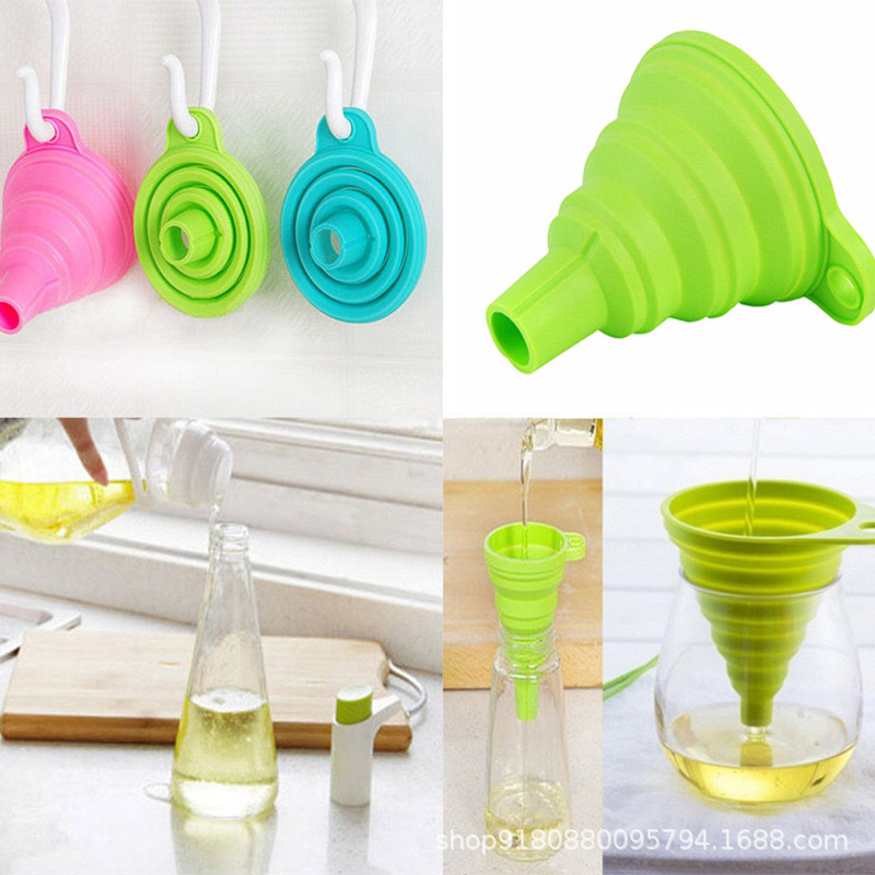 Folding Funnel Dispenser Large Edible Grade Oil Leakage Small Funnel Pouring Wine Artifact Silicone Pouring Oil Plastic Refueling Funnel