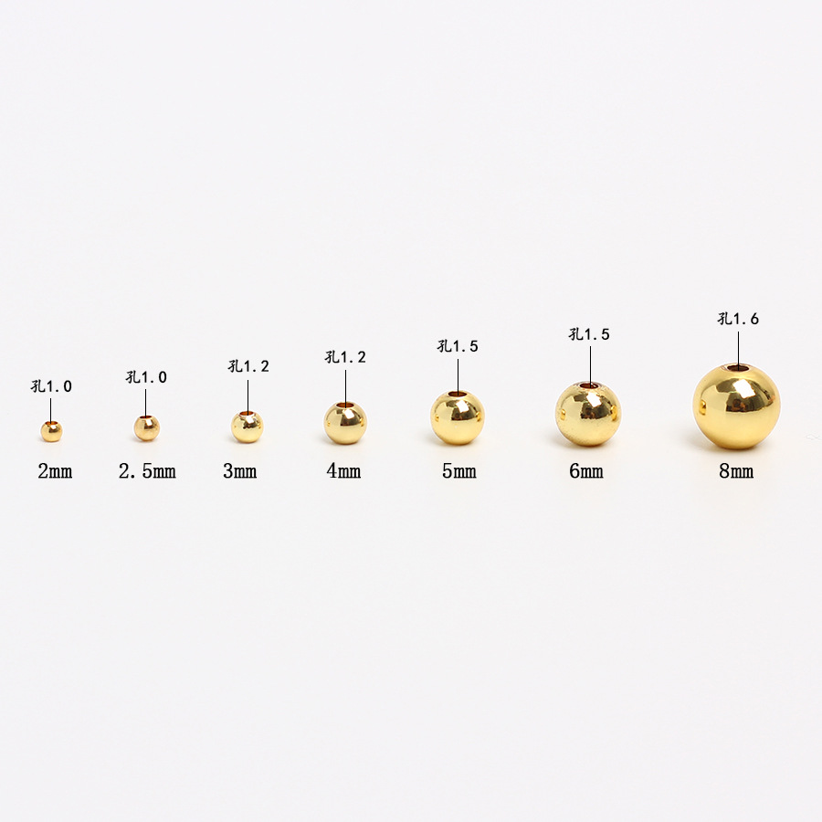 14K Gold-Filled Color-Preserving Beads Transfer Separated by Beads Small Gold Pearlescent Surface Solid DIY Jewelry Handmade Beading Accessories Loose Beads