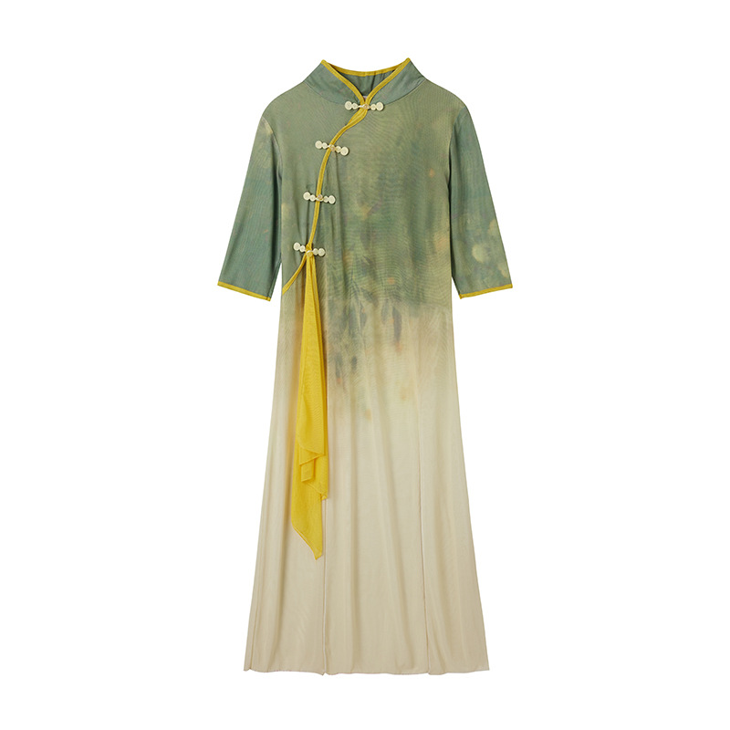 Square dance clothing new suit gauze gown Chinese folk style classical dance fan performance dance clothing 2411