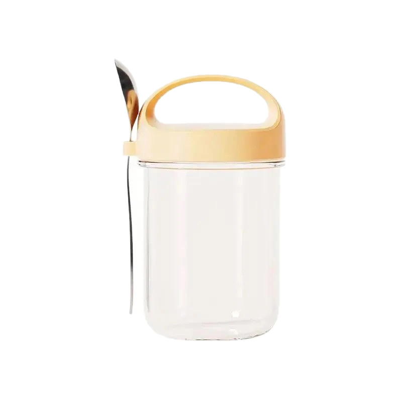 Breakfast Cup Glass Large Mouth Sealed Jar Overnight Oatmeal Cup Milkshake Glass Cup with Spoon Cereal Yogurt Cup