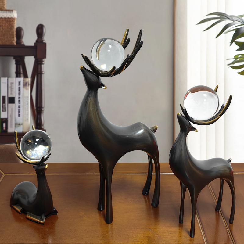 European Metal Copper Deer Home Furnishings Accessible Luxury Modern Hotel Club House Wine Cabinet Living Room Entrance Decorations