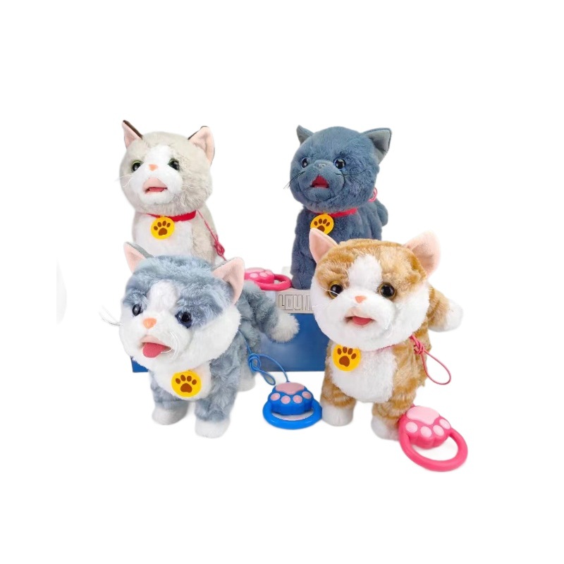 Electric plush toy cat walking singing nodding touching Meow simulation tongue-sticking kitten doll