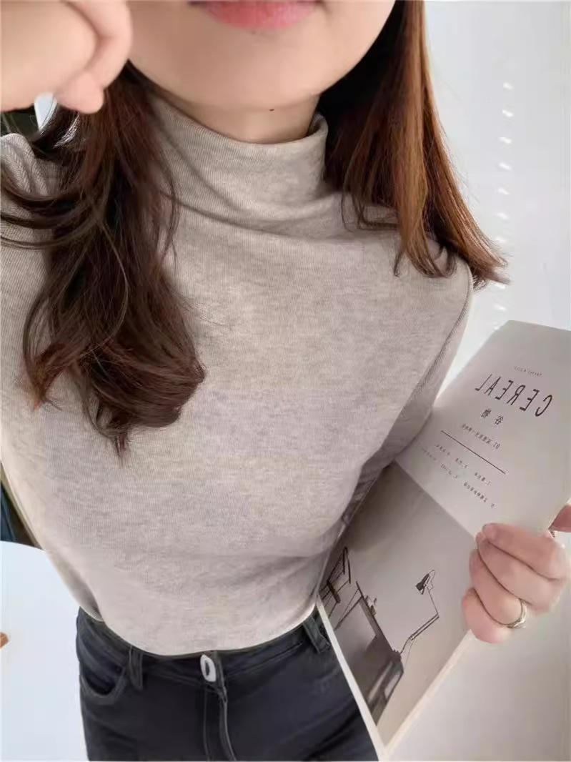 Cashmere 280g Thickened Warm Semi-high Neck Base Shirt Autumn and Winter New Slim Fit Solid Color All-match Long Sleeve Top