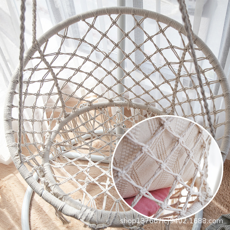 Nordic style indoor hanging chair cotton rope woven ins hanging basket tassel swing outdoor Net red lazy bed factory outlet
