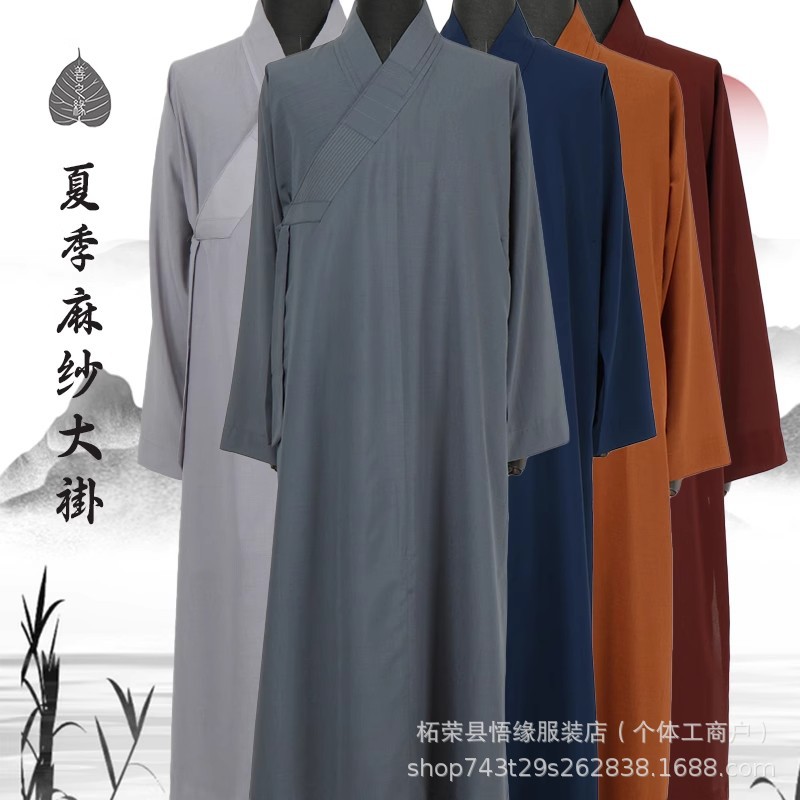 Летняя тонкая дышащая монашеская одежда унисекс, льняная ряса монаха