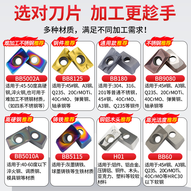 ✅ Cnc Milling Blade Apmt1604 Carbide Blade 1135 Fast Feed Cutter Milling Machine Cncr0.8 Milling