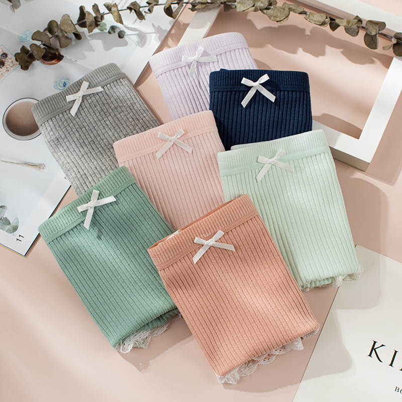 New plus size Thread High Waist Underwear Comfortable Cotton Underwear Women's Bacteriostatic Contrast Breathable Women's Lace Underwear