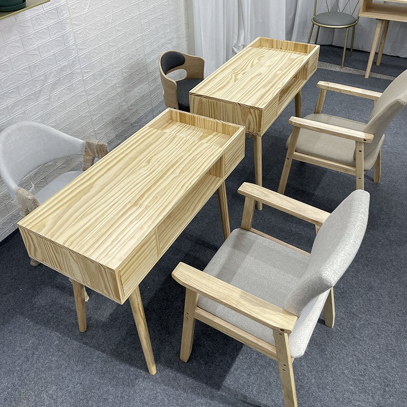 Log Japanese New Style Solid Wood Manicure Table Single Double Manicure Table Multifunctional Double Layer Storage Manicure Table and Chair Set