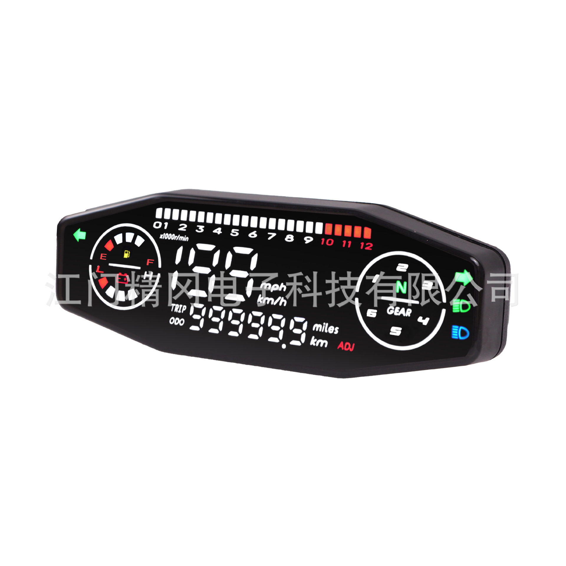 Motorcycle modified instrument assembly universal LED digital meter voltmeter oil level meter induction line